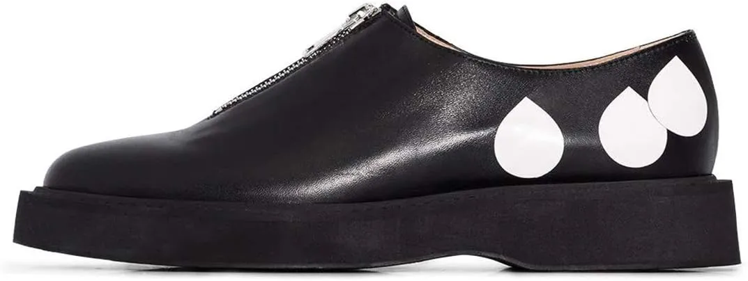 YDN Women Little Platform Loafers Cute Round Toe Leather Zip No Heel Slip-on Travel Campus Walking Shoes Size 4-15 US
