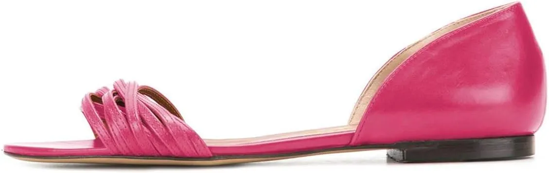 YDN Women Open Toe D'Orsay Ballet Flat Sandals Comfort Slip On Summer Walking Shoe Size 4-15 US