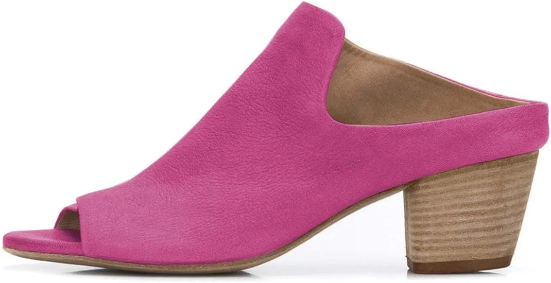 YDN Women Peep Open Toe Booties Pumps Block Chunky Mid Low Heels Loafers Slip on Comfortable Shoes