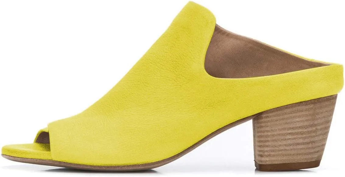 YDN Women Peep Open Toe Booties Pumps Block Chunky Mid Low Heels Loafers Slip on Comfortable Shoes