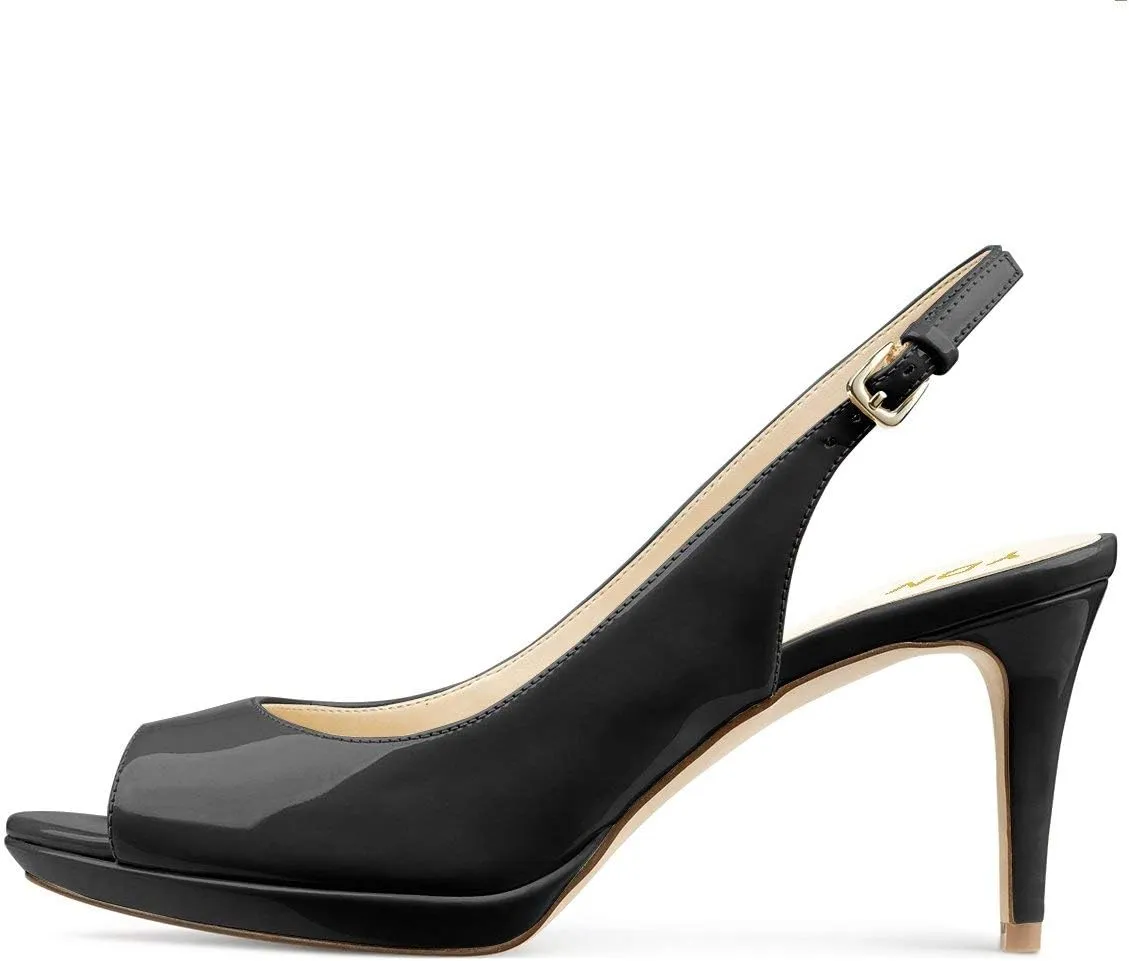 YDN Women Sexy High Heels Pumps Peep Toe Platform Block Slingback Dress Shoes Size 4-16 US