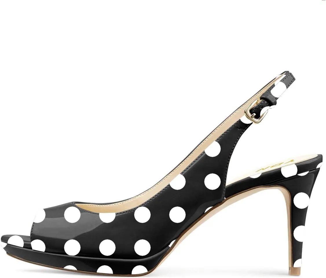 YDN Women Sexy High Heels Pumps Peep Toe Platform Block Slingback Dress Shoes Size 4-16 US