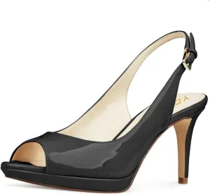 YDN Women Sexy High Heels Pumps Peep Toe Platform Block Slingback Dress Shoes Size 4-16 US