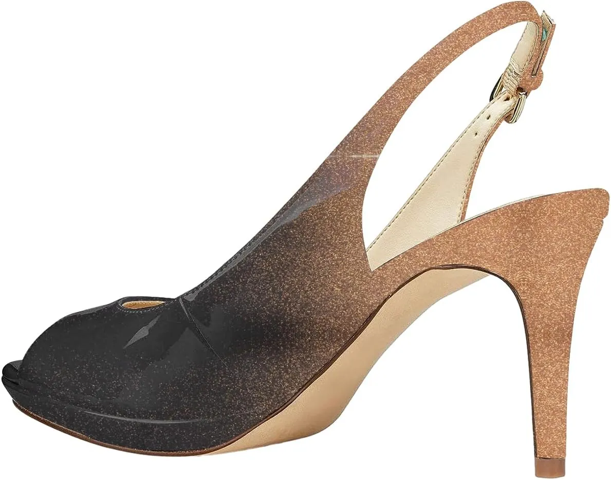 YDN Women Sexy High Heels Pumps Peep Toe Platform Block Slingback Dress Shoes Size 4-16 US