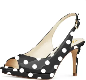 YDN Women Sexy High Heels Pumps Peep Toe Platform Block Slingback Dress Shoes Size 4-16 US