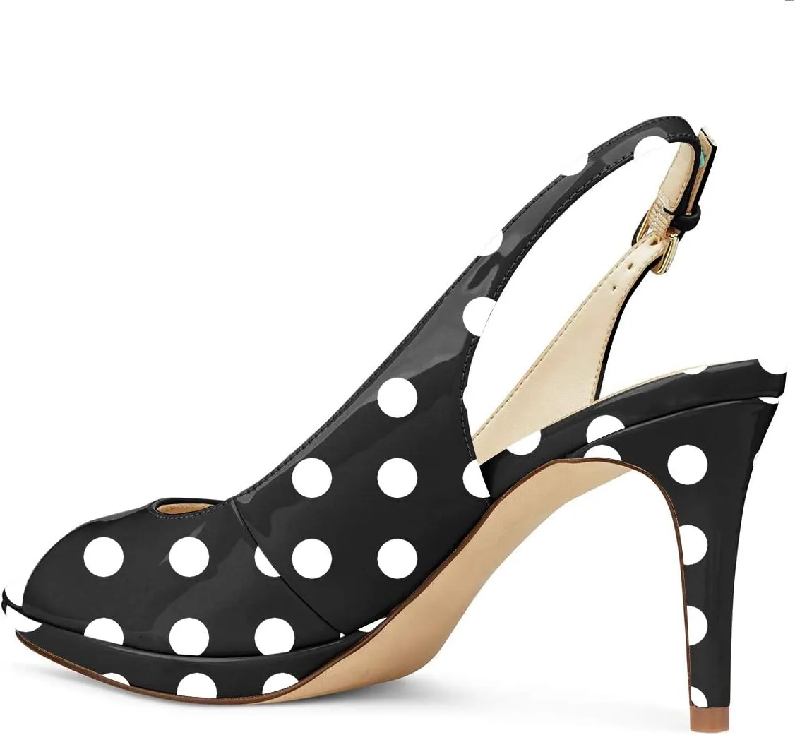 YDN Women Sexy High Heels Pumps Peep Toe Platform Block Slingback Dress Shoes Size 4-16 US