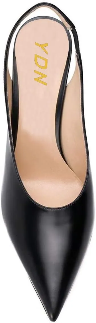 YDN Women Trendy Metallic Spiral Heels Slip On Sandals Slingback Elastic Pointed Toe Pumps Daily Party Shoes 4-15 US