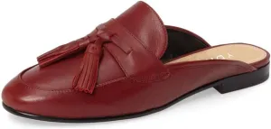 YDN Women's Low Heel Slide Clogs Closed Toe Mules Slip on Loafers Flats Shoes with Fringes