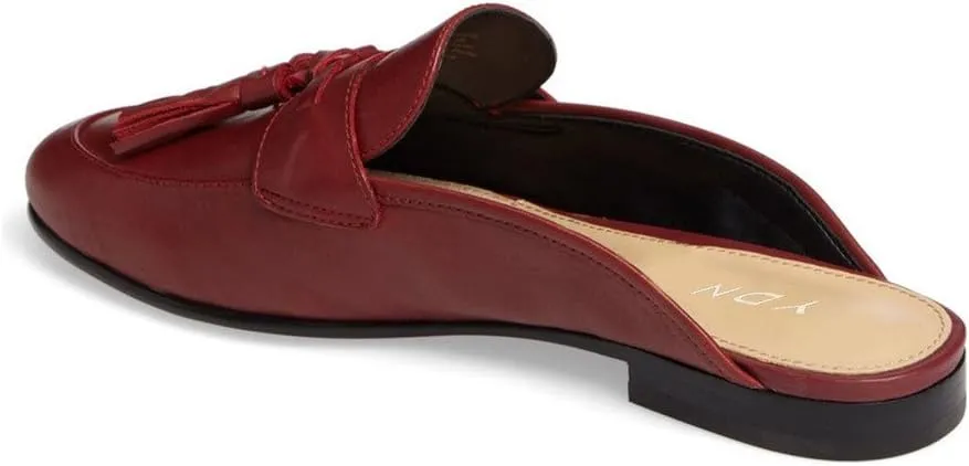 YDN Women's Low Heel Slide Clogs Closed Toe Mules Slip on Loafers Flats Shoes with Fringes