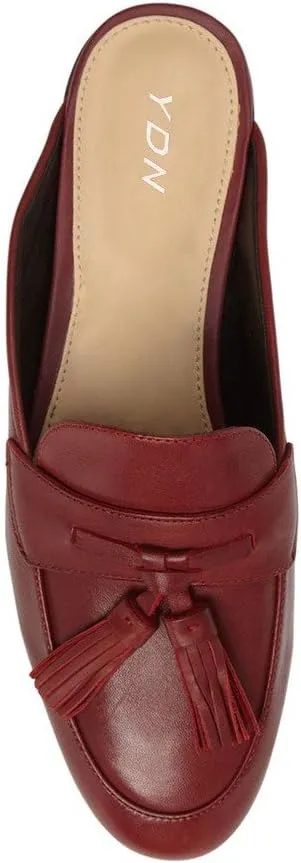 YDN Women's Low Heel Slide Clogs Closed Toe Mules Slip on Loafers Flats Shoes with Fringes