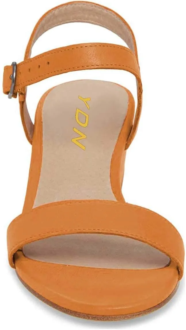 YDN Women's Open Toe Ankle Strap Chunky Block Low Heel Sandals Casual Summer Dress Shoes