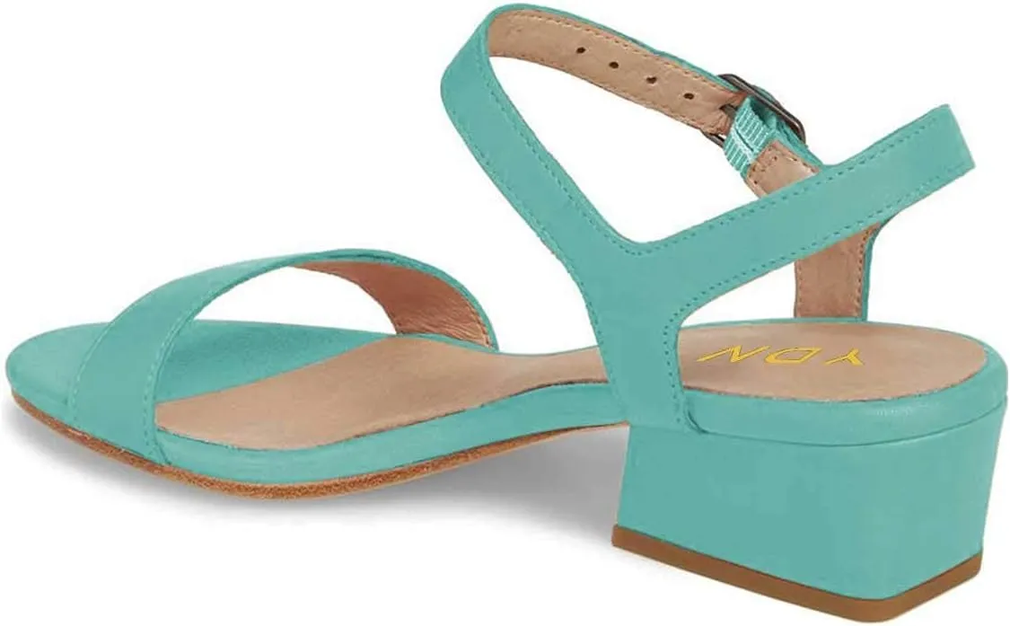 YDN Women's Open Toe Ankle Strap Chunky Block Low Heel Sandals Casual Summer Dress Shoes