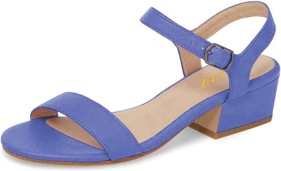 YDN Women's Open Toe Ankle Strap Chunky Block Low Heel Sandals Casual Summer Dress Shoes