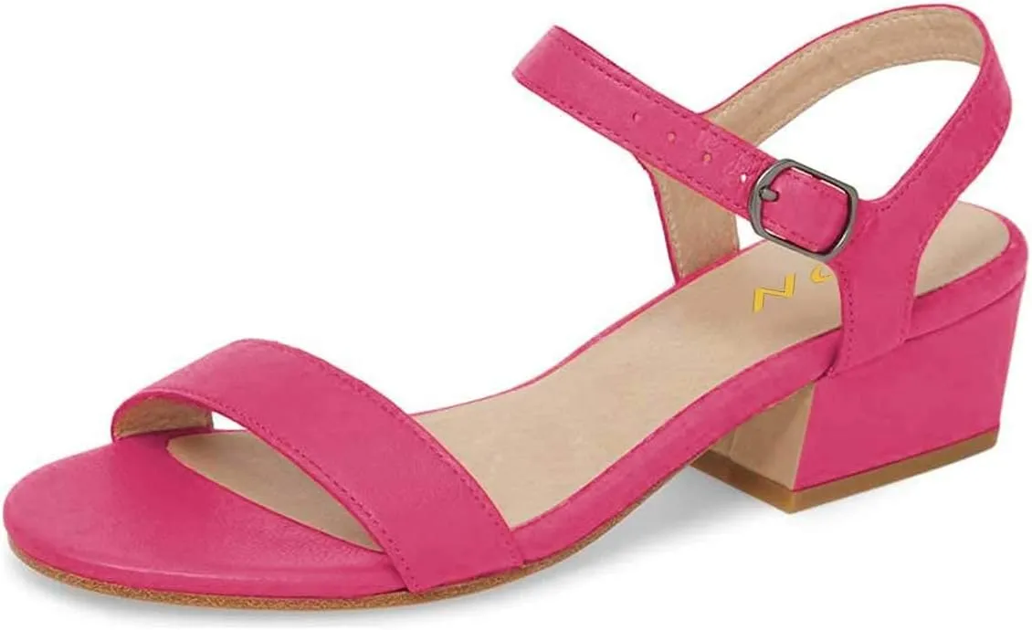 YDN Women's Open Toe Ankle Strap Chunky Block Low Heel Sandals Casual Summer Dress Shoes