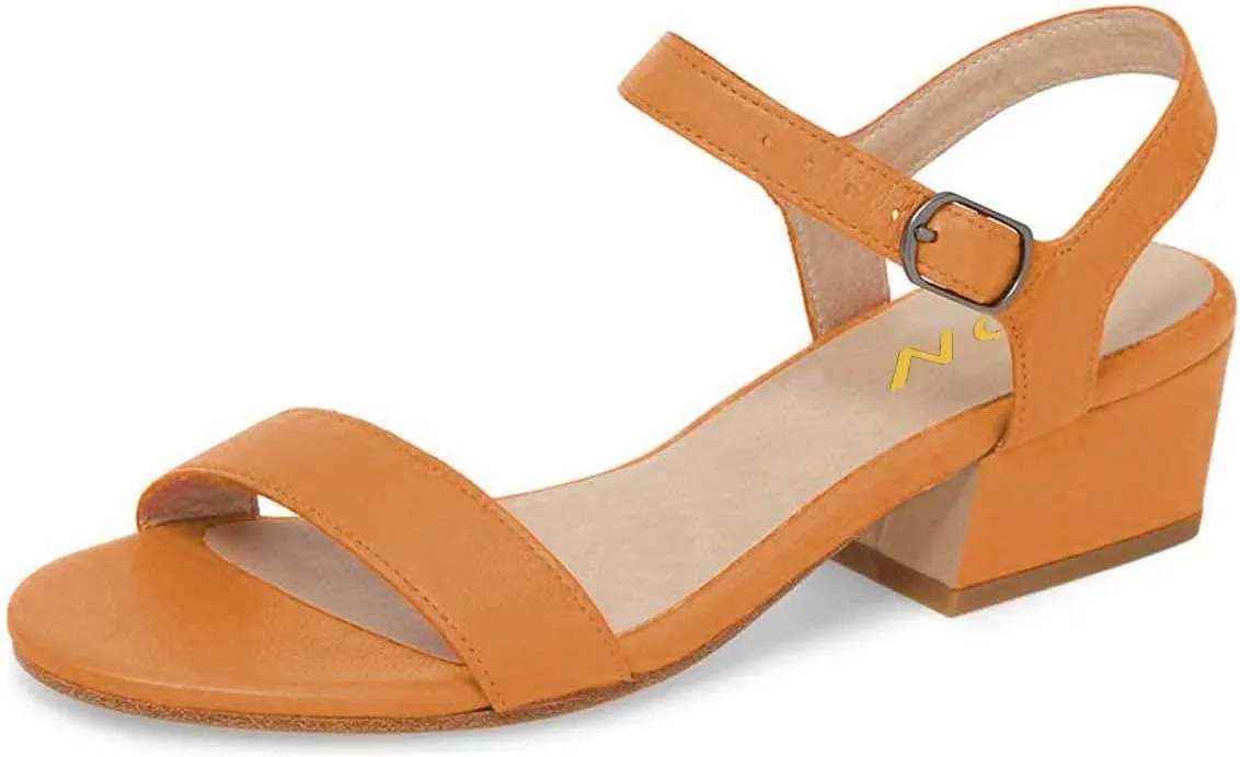 YDN Women's Open Toe Ankle Strap Chunky Block Low Heel Sandals Casual Summer Dress Shoes