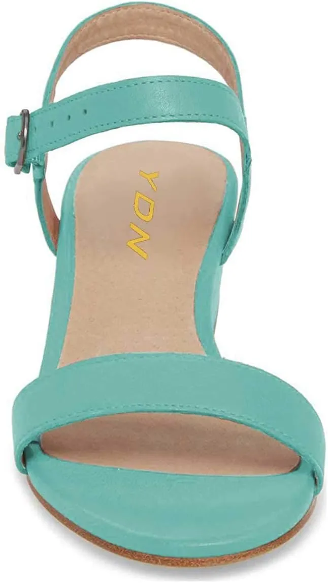 YDN Women's Open Toe Ankle Strap Chunky Block Low Heel Sandals Casual Summer Dress Shoes