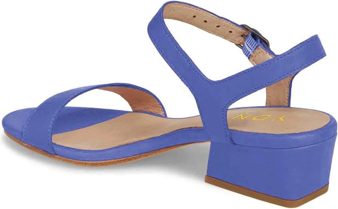 YDN Women's Open Toe Ankle Strap Chunky Block Low Heel Sandals Casual Summer Dress Shoes