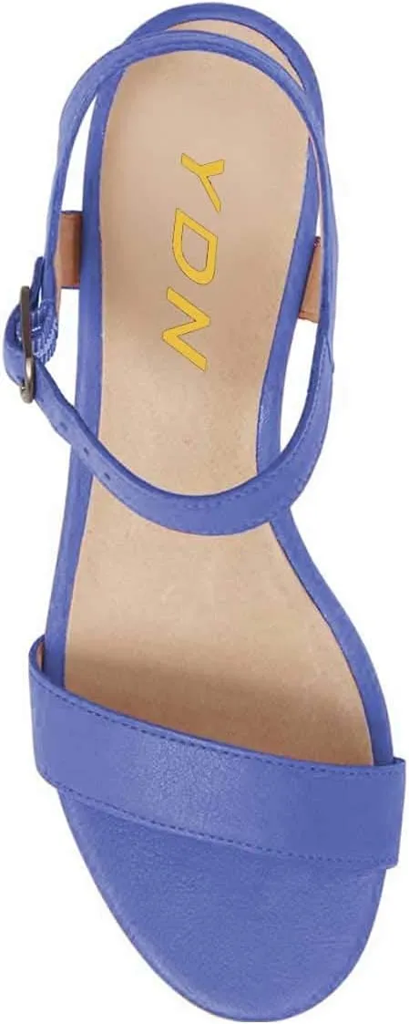 YDN Women's Open Toe Ankle Strap Chunky Block Low Heel Sandals Casual Summer Dress Shoes