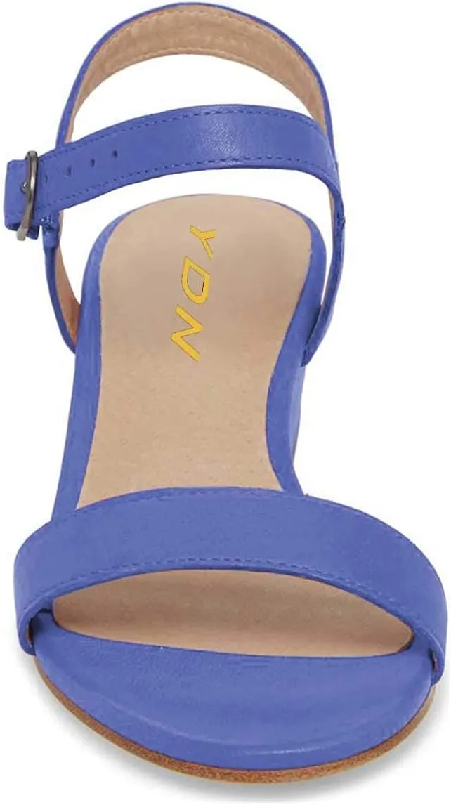YDN Women's Open Toe Ankle Strap Chunky Block Low Heel Sandals Casual Summer Dress Shoes