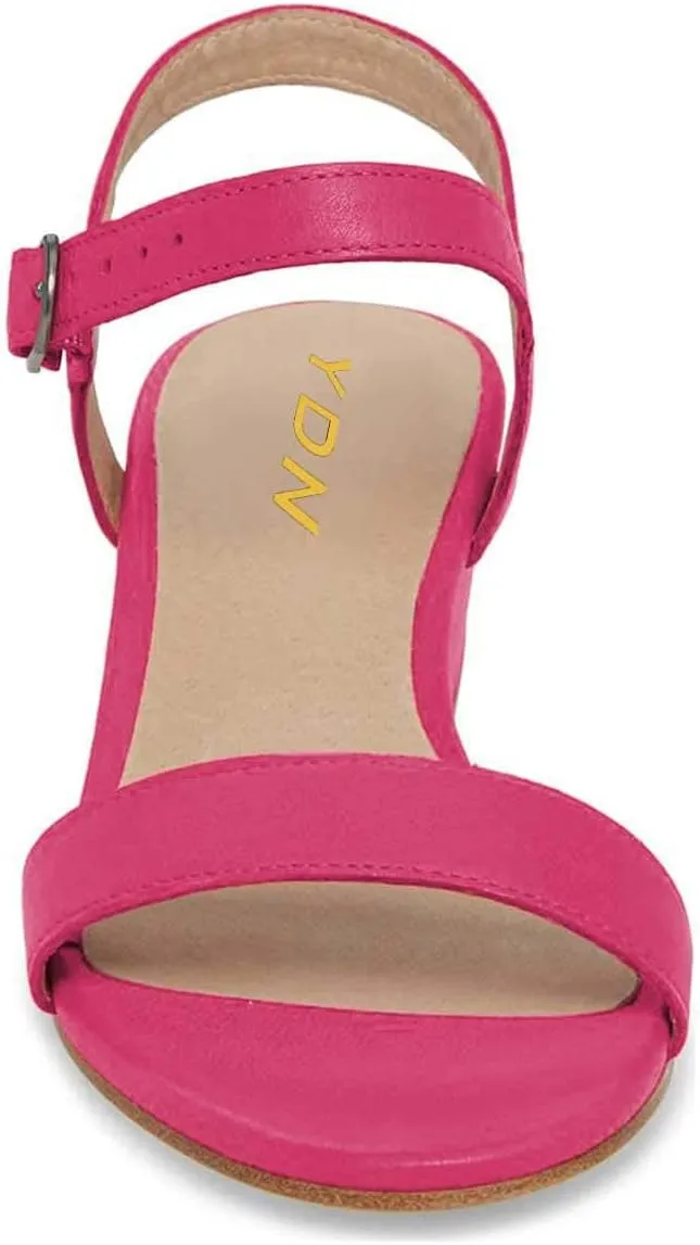 YDN Women's Open Toe Ankle Strap Chunky Block Low Heel Sandals Casual Summer Dress Shoes