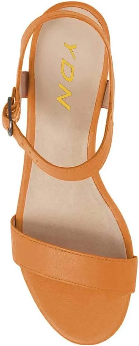 YDN Women's Open Toe Ankle Strap Chunky Block Low Heel Sandals Casual Summer Dress Shoes