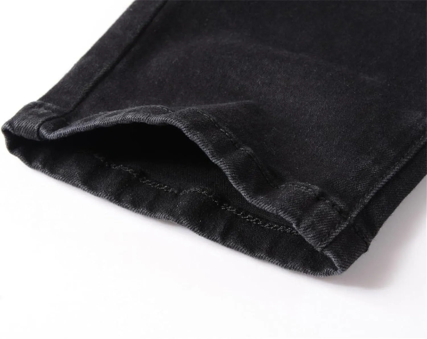ZLZ Black Biker Jeans for Men, Slim Fit, Comfy Stretch Ripped Distressed Biker Pants, Designer Jeans
