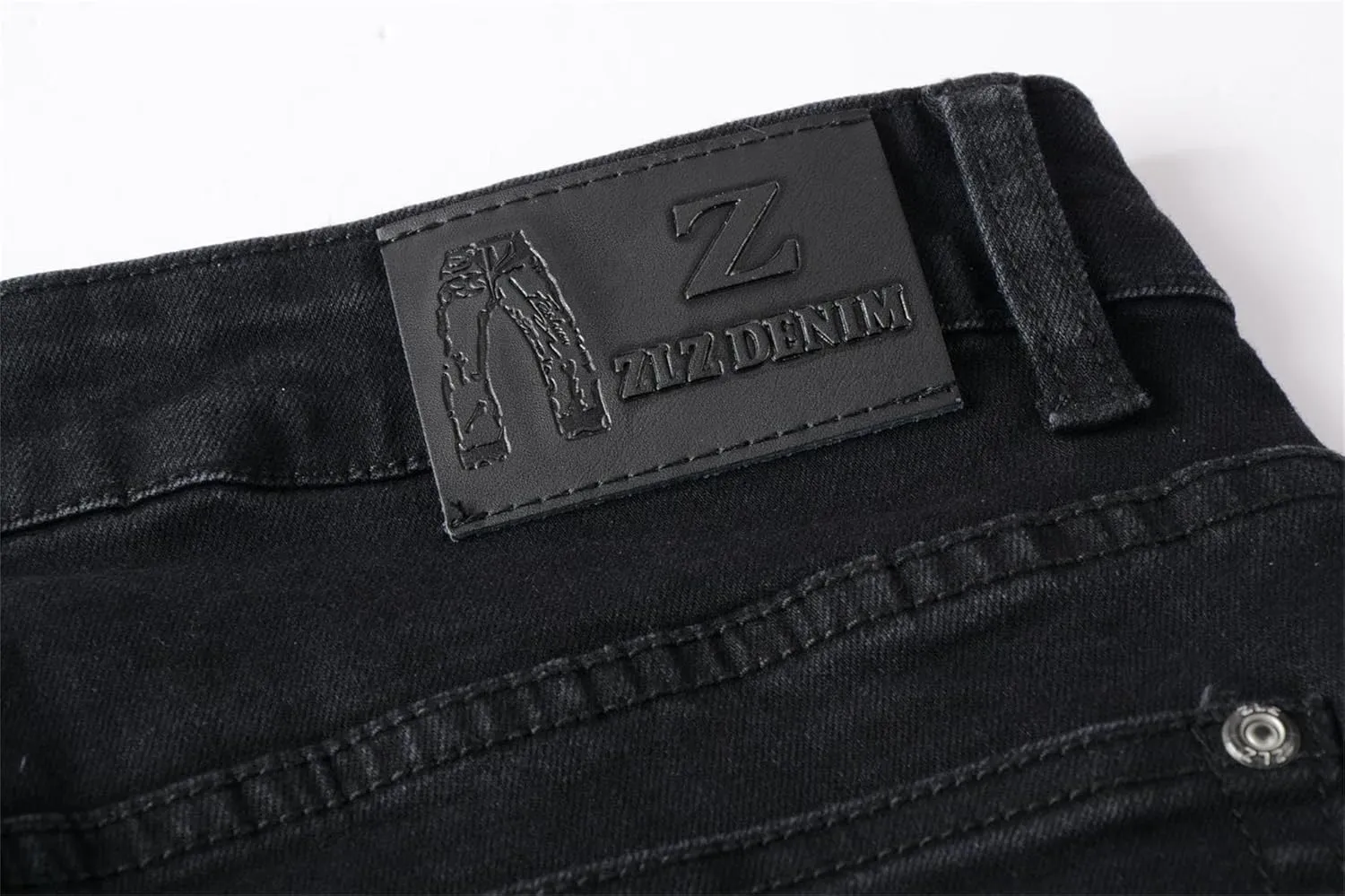 ZLZ Black Biker Jeans for Men, Slim Fit, Comfy Stretch Ripped Distressed Biker Pants, Designer Jeans